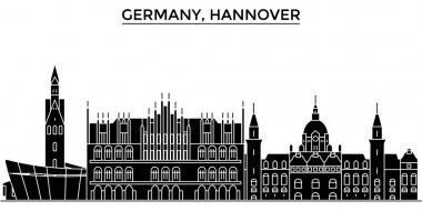 Almanya, Hannover mimari vektör şehir manzarası, seyahat yerler, binalar, arka plan üzerinde izole manzaraları ile cityscape
