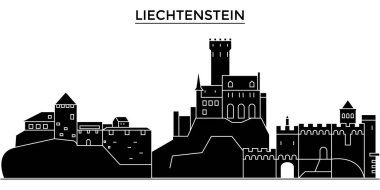 Liechtenstein mimari vektör şehir manzarası, seyahat cityscape yerler, binalar, arka plan üzerinde izole manzaraları ile