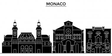 Monaco mimari vektör şehir manzarası, seyahat cityscape yerler, binalar, arka plan üzerinde izole manzaraları ile