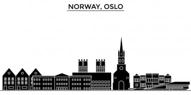 Norveç, Oslo mimari vektör şehir manzarası, seyahat yerler, binalar, arka plan üzerinde izole manzaraları ile cityscape