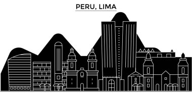 Peru, Lima mimari vektör şehir manzarası, seyahat yerler, binalar, arka plan üzerinde izole manzaraları ile cityscape