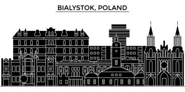 Polonya, Bialystok mimari vektör şehir manzarası, seyahat yerler, binalar, arka plan üzerinde izole manzaraları ile cityscape