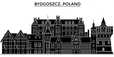 Polonya, Bydgoszcz mimari vektör şehir manzarası, seyahat yerler, binalar, arka plan üzerinde izole manzaraları ile cityscape