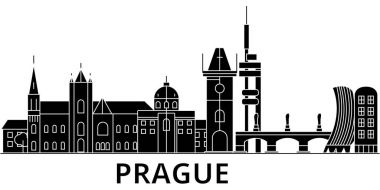 Prag mimari vektör şehir manzarası, seyahat cityscape yerler, binalar, arka plan üzerinde izole manzaraları ile