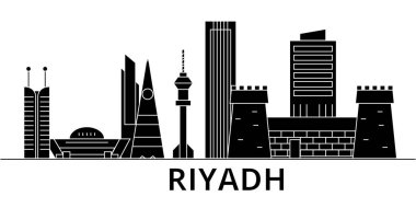 Riyad mimari vektör şehir manzarası, seyahat cityscape yerler, binalar, arka plan üzerinde izole manzaraları ile