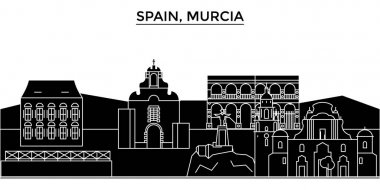 Spain, Murcia architecture vector city skyline, travel cityscape with landmarks, buildings, isolated sights on background clipart