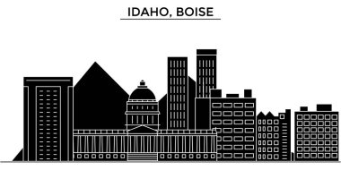 ABD, Idaho, Boise mimari vektör şehir manzarası, cityscape yerler, binalar, arka plan üzerinde izole manzaraları ile seyahat