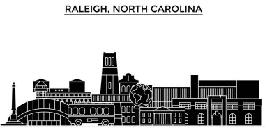 ABD, Raleigh, North Carolina mimari vektör şehir manzarası, seyahat yerler, binalar, arka plan üzerinde izole manzaraları ile cityscape
