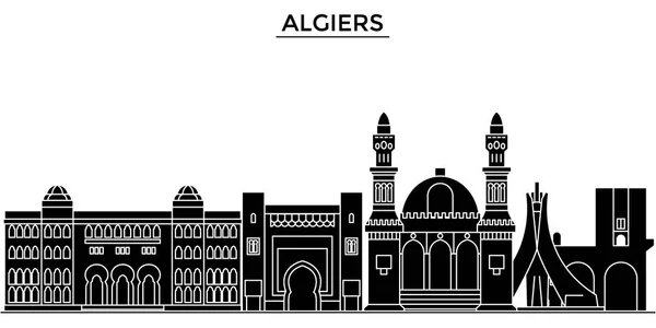 Algiers architecture vector city skyline, travel cityscape with landmarks, buildings, isolated sights on background — Stock Vector