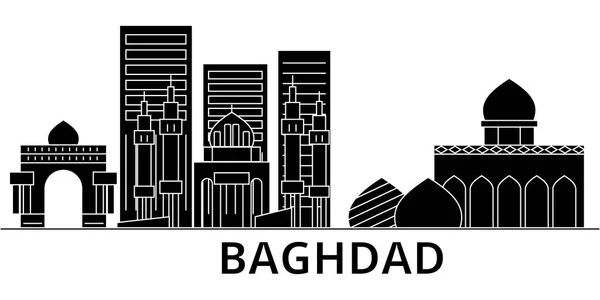 Bagdad architecture vecteur ville skyline, voyage paysage urbain avec des points de repère, bâtiments, sites isolés en arrière-plan — Image vectorielle