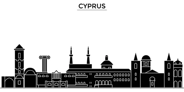 Chypre architecture vecteur ville skyline, voyage paysage urbain avec des points de repère, bâtiments, sites isolés sur fond — Image vectorielle