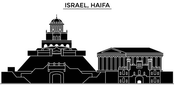 Israel, Haifa arquitectura vector ciudad horizonte, paisaje urbano de viajes con monumentos, edificios, vistas aisladas en el fondo — Vector de stock