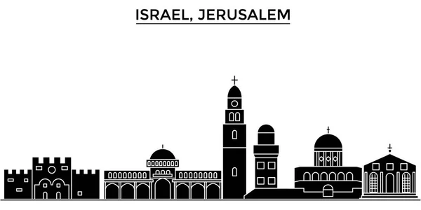 Israel, Jerusalem architecture vector city skyline, travel cityscape with landmarks, buildings, isolated sights on background — Stock Vector