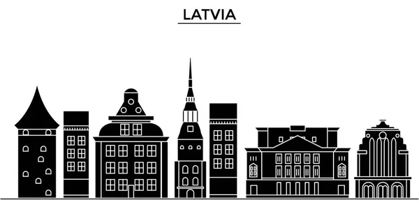 Latvia architecture vector city skyline, travel cityscape with landmarks, buildings, isolated sights on background — Stock Vector