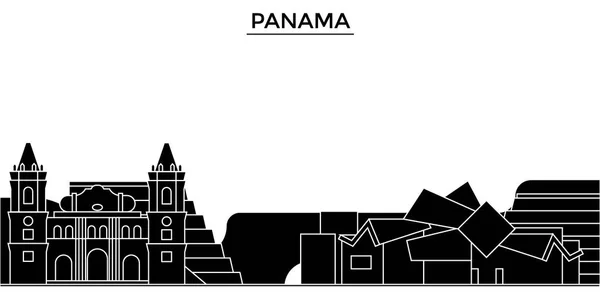 Panamá arquitectura vector ciudad horizonte, paisaje urbano de viajes con monumentos, edificios, vistas aisladas en el fondo — Vector de stock