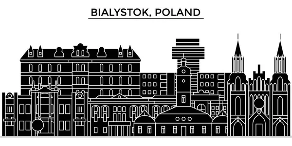 Polonia, Bialystok arquitectura vector ciudad horizonte, paisaje urbano de viajes con monumentos, edificios, vistas aisladas en el fondo — Vector de stock