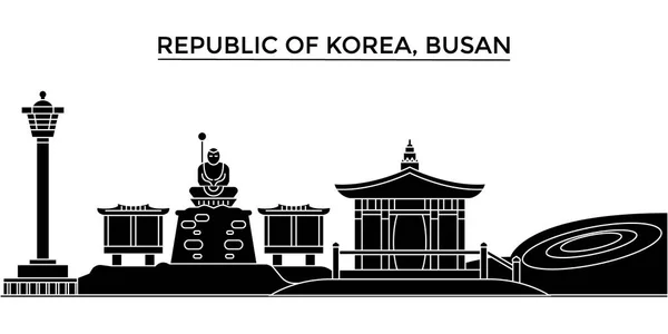 República de Corea, Busan arquitectura vector ciudad horizonte, viajes paisaje urbano con monumentos, edificios, vistas aisladas en el fondo — Vector de stock