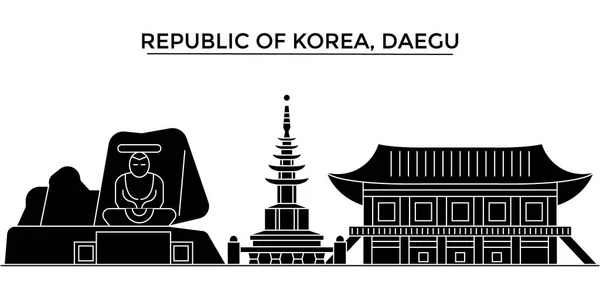 Республіка Корея, місті Daegu архітектури вектор Сіті горизонт, подорожувати міський пейзаж з визначних пам'яток, будівель, ізольованих пам'ятки на тлі — стоковий вектор