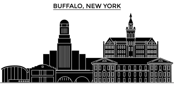 USA, Buffalo, New York architektura vektorové městské panorama, cestování panoráma s památky, budovy, izolované památky na pozadí — Stockový vektor