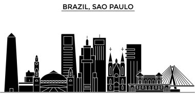 Brezilya, Sao Paulo mimari vektör şehir manzarası, seyahat yerler, binalar, arka plan üzerinde izole manzaraları ile cityscape