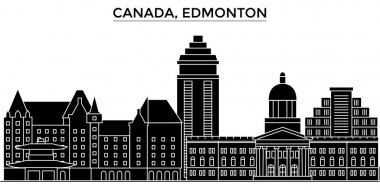 Kanada, Edmonton mimari vektör şehir manzarası, seyahat yerler, binalar, arka plan üzerinde izole manzaraları ile cityscape