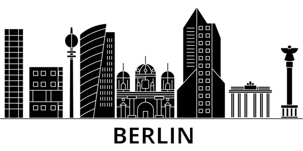 Berlín arquitectura vector ciudad skyline, paisaje urbano de viajes con monumentos, edificios, lugares de interés aislados en el fondo — Vector de stock