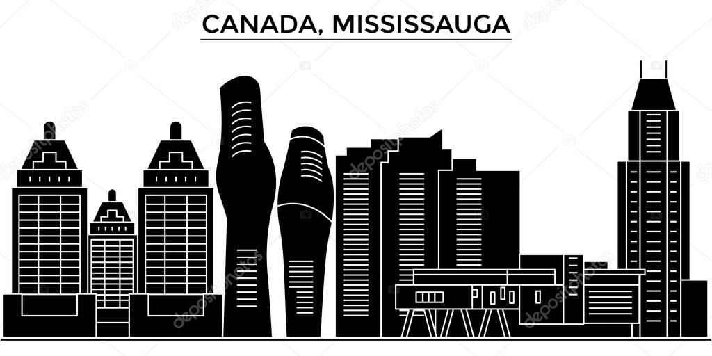 Canada, Mississauga architecture vector city skyline, travel cityscape with landmarks, buildings, isolated sights on background