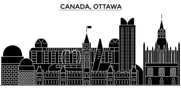 Canada, Ottawa architecture vector city skyline, paisaje urbano de viajes con monumentos, edificios, vistas aisladas en el fondo — Vector de stock