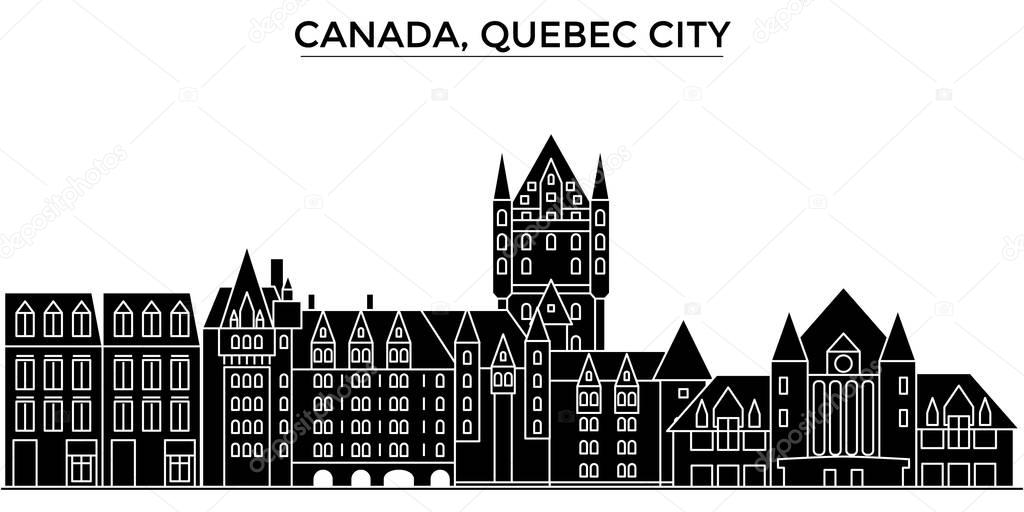 Canada, Quebec City architecture vector city skyline, travel cityscape with landmarks, buildings, isolated sights on background