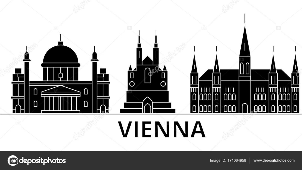 ウィーン建築ベクトル街並み、ランドマーク、建物、背景に分離された観光スポット旅行都市の景観\u2013 ストックイラスト