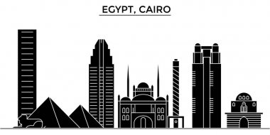 Mısır, Cairo mimari vektör şehir manzarası, seyahat yerler, binalar, arka plan üzerinde izole manzaraları ile cityscape
