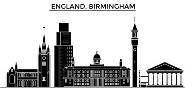 İngiltere ' de Birmingham mimari vektör şehir manzarası, seyahat yerler, binalar, arka plan üzerinde izole manzaraları ile cityscape