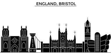 İngiltere ' de Bristol mimari vektör şehir manzarası, seyahat yerler, binalar, arka plan üzerinde izole manzaraları ile cityscape