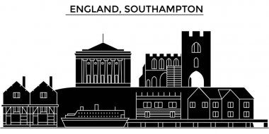 İngiltere ' de Southampton mimari vektör şehir manzarası, seyahat yerler, binalar, arka plan üzerinde izole manzaraları ile cityscape