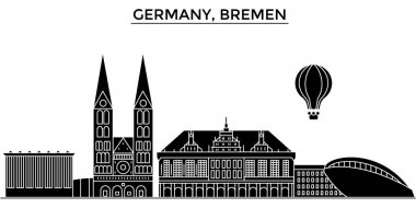 Almanya, Bremen mimari vektör şehir manzarası, seyahat yerler, binalar, arka plan üzerinde izole manzaraları ile cityscape