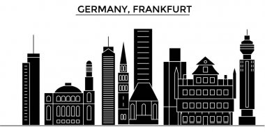 Almanya, Frankfurt mimari vektör şehir manzarası, seyahat yerler, binalar, arka plan üzerinde izole manzaraları ile cityscape