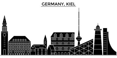 Almanya, Kiel mimari vektör şehir manzarası, seyahat yerler, binalar, arka plan üzerinde izole manzaraları ile cityscape