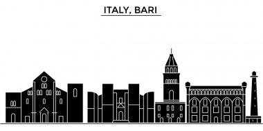 İtalya, Bari mimari vektör şehir manzarası, seyahat yerler, binalar, arka plan üzerinde izole manzaraları ile cityscape