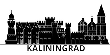 Kaliningrad architecture vector city skyline, travel cityscape with landmarks, buildings, isolated sights on background clipart