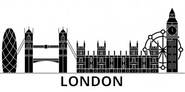 Londra mimari vektör şehir manzarası, seyahat cityscape yerler, binalar, arka plan üzerinde izole manzaraları ile