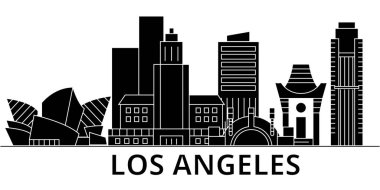 Los Angeles mimari vektör şehir manzarası, seyahat cityscape yerler, binalar, arka plan üzerinde izole manzaraları ile
