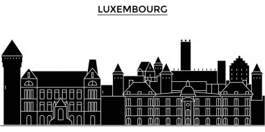 Lüksemburg mimari vektör şehir manzarası, seyahat cityscape yerler, binalar, arka plan üzerinde izole manzaraları ile