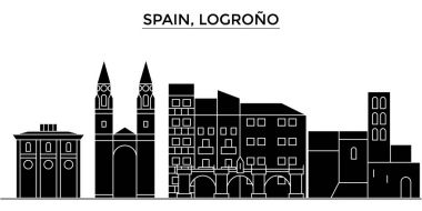 İspanya, Logroño mimari vektör şehir manzarası, seyahat yerler, binalar, arka plan üzerinde izole manzaraları ile cityscape