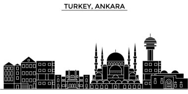 Türkiye, Ankara mimari vektör şehir manzarası, seyahat yerler, binalar, arka plan üzerinde izole manzaraları ile cityscape