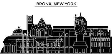 ABD, Bronx, New York mimarisi vektör şehir manzarası, seyahat yerler, binalar, arka plan üzerinde izole manzaraları ile cityscape