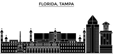 ABD, Florida, Tampa mimari vektör şehir manzarası, cityscape yerler, binalar, arka plan üzerinde izole manzaraları ile seyahat