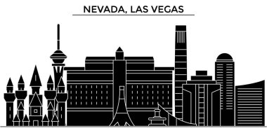 ABD, Nevada, Las Vegas mimari vektör şehir manzarası, cityscape yerler, binalar, arka plan üzerinde izole manzaraları ile seyahat