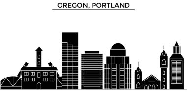 ABD, Oregon, Portland mimari vektör şehir manzarası, cityscape yerler, binalar, arka plan üzerinde izole manzaraları ile seyahat