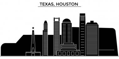 ABD, Texas, Houston mimari vektör şehir manzarası, cityscape yerler, binalar, arka plan üzerinde izole manzaraları ile seyahat