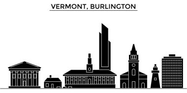 ABD, Vermont, Burlington mimari vektör şehir manzarası, cityscape yerler, binalar, arka plan üzerinde izole manzaraları ile seyahat